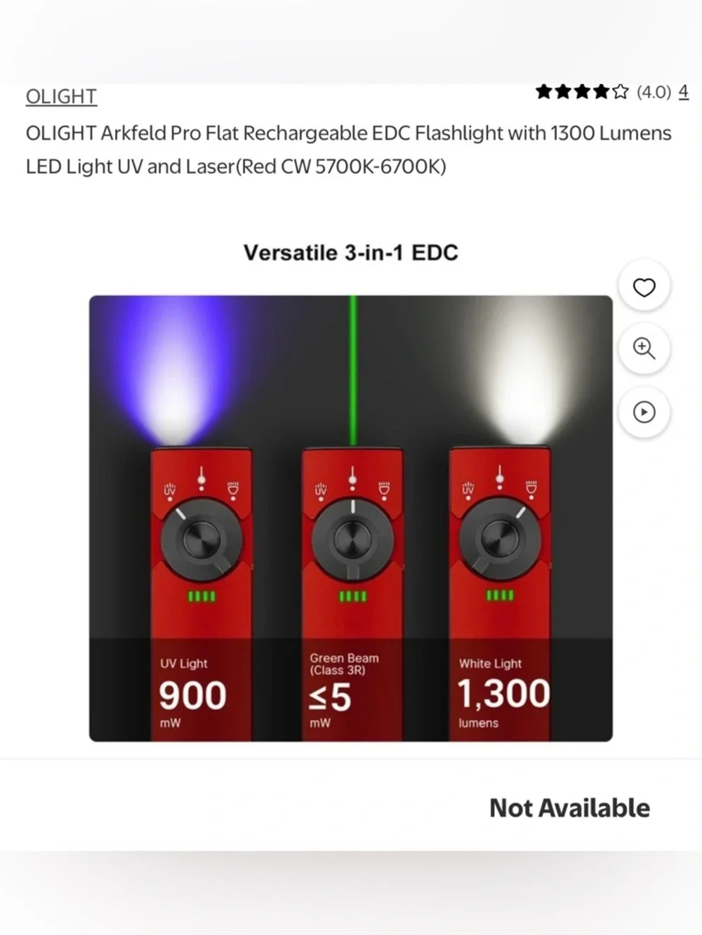 🟥 Olight Arkfeld Pro Flat Rechargeable EDC Flashlight - Red